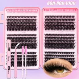 Individual Lash Extensions Kit Wispy Eyelash Clusters Mix Styles Thick D Curl Lashes Clusters DIY Use Reuseable