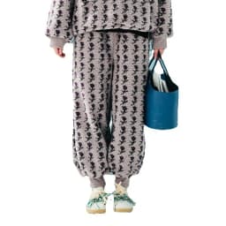 imakokoni Grey Purple Lamb Wool Pants Women's Winter with Thick Velvet Design and Small Flower Shrink Mouth Pants