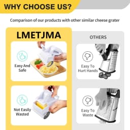 LMETJMA Rotary Cheese Grater Manual Handheld Cheese Grater with Stainless Steel Drum for Grating Hard Cheese Chocolate Nut JT241