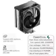 DEEPCOOL AG400 4 Heat Pipe CPU Air-Cooled Cooler 12cm Fan 4Pin PWM TDP 220W CPU Heat Sink For LGA1851 1700 AMD AM4 AM5