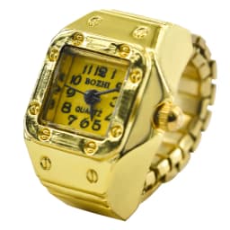 The New Best-Selling Ring Watch Features A Creative Golden Alloy Case With A Finger Square Dial For Couples And Men