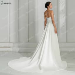 BEPEITHY Customized Mermaid Ivory Satin Wedding Dresses For Women 2026 Classic Strapless Plus Size Bridal Gown With Train