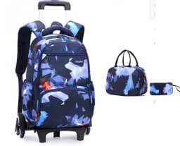 School Trolley Bag School Wheeled Backpack Set for Girls Elementary School Trolley Bag Set 3 pcs with Lunch Bag Pen Bag For Boy