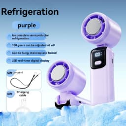 JPNPL 4000mAh Hanging Ice Pack Handheld High-speed Fan Folding 100 Speed Infinitely Adjustable Fan Portable For Outdoor Neck