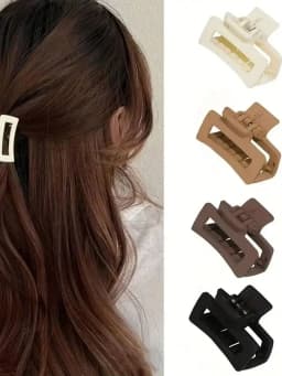 4pcs Classic Matte Small Square Grip Clip Mini High Grip Disc Hair Breakers Small Grip Clip Suitable for Daily Wearing