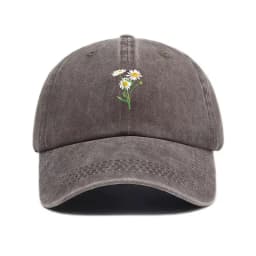 Embroidery Flowers Baseball Cap Washed Cotton Vintage Dad Hat Fashion Streetwear Hip Hop Adjustable Unisex Casual Summer Cap