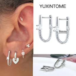 Pave Micro Crystal North Star Hoop Earrings Punk 925 Sterling Silver Ear Needle Twist Gold Earrings For Women Minimalist Jewelry