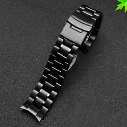 Curved End Solid Matte Stainless Steel Watch Band For Seiko Citizen Casio Timex 20mm 22mm Black Metal Strap Watch Accessories