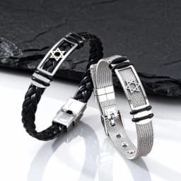 Hexagram Watch Strap Bracelet for Men,Stainless Steel Star of David Wristband,Trendy New Jewelry Gift
