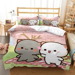 Cute Bubu Dudu Cartoon Bear Panda Duvet Cover Kawaii Bedding Sets Soft Quilt Cover and Pillowcases Single/Double/Queen/King Kids