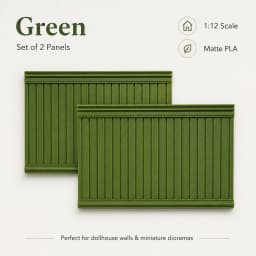 1:12 Dollhouse Wainscoting Panels Miniature Wall Decor, Matte PLA Glue-On Beadboard Trim, 5 Colors for DIY Dollhouse Rooms
