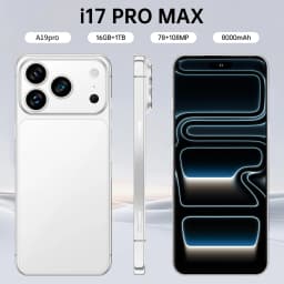 New i17 Pro Max smartphone, Android  15system,  camera button with side fingerprint unlock. Supports dual SIM, WiFi, GPS & Googl