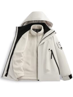 Men's 3-in-1 Jacket with Removable Fleece Liner, Waterproof Windproof Coat for Hiking, Camping, Travel and Daily Outdoor Use