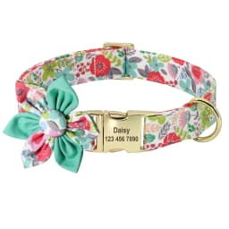 Persoalized Dog Collar Flower Printed Nylon Dog ID Collars Free Engraved Nameplate For Small Medium Large Dogs Chihuahua Pug