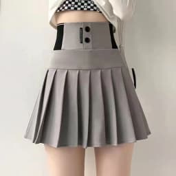 High Waist A-Line Skirt Black Pleated Spring Autumn Design Letter Elastic Abdomen Half Body Skirt City Walk PVC Fabric