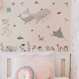 Watercolor Whale Wall Decals Ocean Animal Wall Sticker Under The Sea Marine Life Theme Decals Nursery Kids Room Decor