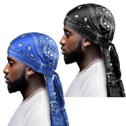 Amoeba Print Silky Durag Bandanas Long Tail Pirate Turban Cap Cashew Flower Durag Turban Outdoor Cycling Riding Street Hat Hijab