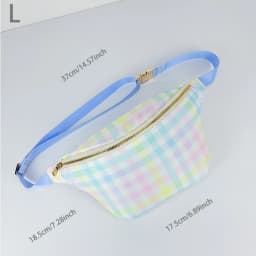 New Large Size Rainbow Plaid Fanny Pack Chest Pack Toiletry Storage Pouch Grid Outdoor Fanny Pack Travel Wash Cosmetic Bag Gift