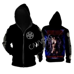 New Fashion Printed DIMMU BORGIR Loose Metal Rock Zipper Hoodies Gothic Top Harajuku Cotton Unisex Clothing V2