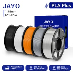 JAYO 3D PETG/PLA/PLA+ Filament 1.75mm +/-0.02mm PLA Filament 5 Rolls For Bambu FDM 3D Printer Neatly Wound 3D Printing Material