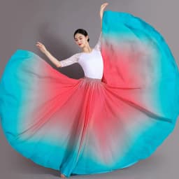 2025 Gradient Color Dance Skirt Eleganc Women's Square Dancing Perform Maxi Skirts Elastic-waist Big-hem Chiffon A-line Skirts