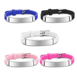 Personalized ID Bracelet Kids Children Adjustable Soft Silicone Stainless Steel Pendant Emergency Name Phone Custom Bracelets