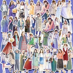 JIANWU 50 Sheets Simple Decor Material Girl Character Outfit Sticker Creative DIY Journal Scrapbooking Collage Stationery