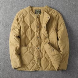 Afashion Retro Unisex Cotton Jacket Button up V-Neck Workwear Layering Style Casual Loose Fit Polyester Fiber Spring Summer A