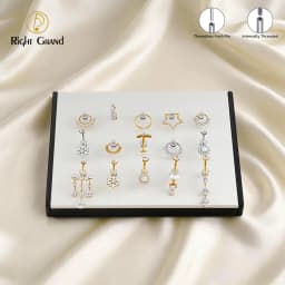 Right Grand High Quality Black Fiberboard Leather Display Stand for 14G 16G Threaded and Threadless Piercing Body Jewelry