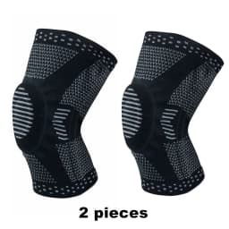 Pack of 2 Anti-Slip Grip Knitted Pattern Polyester Blend Knee Compression Sleeves - Patella Support Pads, Breathable Sports Protectors for Men & Women with Knee Pain Relief, Pack Of Two