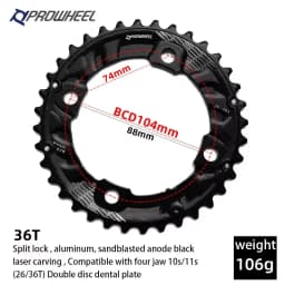 PROWHEEL MTB Sprocket 104/64BCD Double Sprockets 26T 28T 36T 38T Mountain Bike Chainring 10S/11S Compatible MTB Crankset