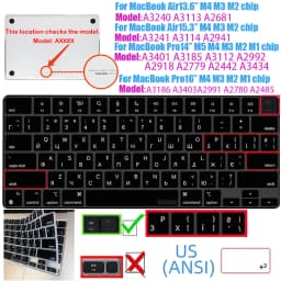 For MacBook Air Ukrainian Cyrillic Alphabet Layout Keyboard Cover Skin Compatible with M4 A3240 M3 A3113 M2 A2681 & 15.3' A3241