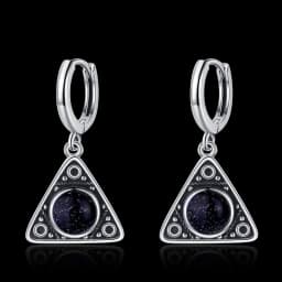 New Elegant Natural Kyanite S925 Silver Drop Earrings for Women Vintage Jewelry Wedding Engagement Hoop Earrings Gifts