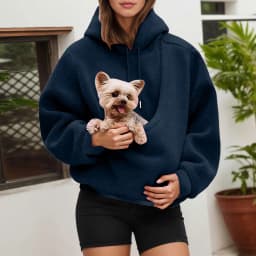 Unisex Fall And Winter Casual Fleece Solid Color Pet Pocket Hooded Sweatshirt Funny Pullover Sleep Tunics Women