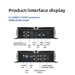 BEBEPC Fanless Mini PC with I5-6300u I5-1135G7 2xI225 2.5G LAN 6xRS232/485 COM 6xUSB3.0 Computer for Industrial Win10Pro Ready