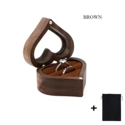 1PCS Free Engraving Custom Love Heart Shaped Walnut Wood Ring Box for Wedding Ceremony Jewelry Box Storage Proposal Wedding Gift