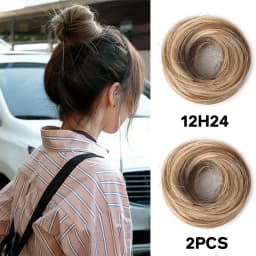 Synthetic rubber band elastic hair ring multi-color heat-resistant bun hair extension wig that surrounds a woman's ponytail