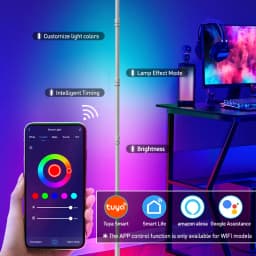 160cm RGBIC Smart Corner Floor Lamp with Ambient Lighting, Alexa & Tuya App Control, Adjustable Colors & Effects for Bedroom, Ga