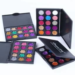CmaaDu 15 Colors Gold Scallion Powder Diamond Glitter Eyeshadow Tray Shimmering Dazzling Universal Waterproof Easy to Color