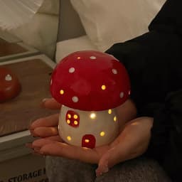Creative Mushroom Small Night Lamp Bedside Light Home Decoration Ceramic Cute Mushroom Night Light Birthday Gift
