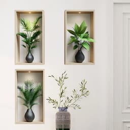 Green Plants Wall Sticker Potted Mural Simulation Painting For Living Room Home Decor Background Wall Art Removable Decals