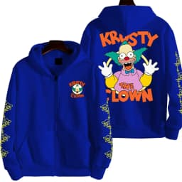The Simpsons Krusty the Clown Men's Anime Zipper Hoodie Outdoor New Women's Sportswear Autumn/Winter Fashion Couple Cartoon Top