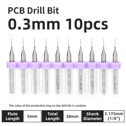 TOOLEYE 10pcs 0.1-1.0mm PCB Drill Bit Micro Carbide Drill Bit Printed Circuit Board Wood Modeling Mini CNC Metal Drill Bit Set