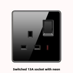 ELEGAN UK Socket Black 16A/20A/45A Full Glass Wall Switch USB type-c Tempered Crystal Panel Electrical Outlet Home Improvement