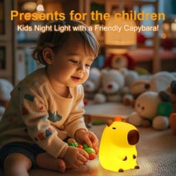 Adorkable Silicone LED Capybara Night Light Animal Lamp Touch Sensor Nightlight Children Kid Bedside Bedroom Decor Birthday Gift