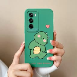For OPPO Reno12 Pro 5G Case Lovely Dinosaur Liquid Silicone Soft Cases Shockproof Phone Cover For OPPO Reno 12 12Pro Fundas Capa
