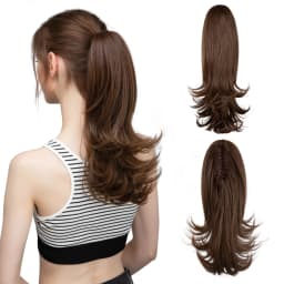 Synthetic Claw Clip In Ponytail Hair Extensions 14 Inch Wavy Hairpiece Fake Blonde Black Hair False Pigtail With Elastic Band