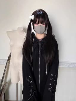 New Spring and Autumn Style Lace Ribbon Three-dimensional Cat Ear Sweater Women Jacket Loose Casual Lazy Zipper Cute Top Trendy