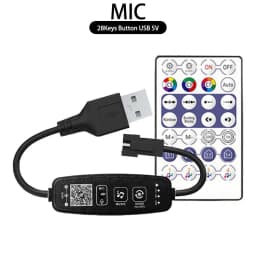 WS2812B WS2811 RGB LED Controller Bluetooth Music Built-in MIC 28Keys Remote Control WS2812 Individually Addressable LED Strip