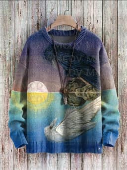 Raven Crow Art Pattern Print Casual Knit Pullover Sweatshirt Men's For Women's Pullover